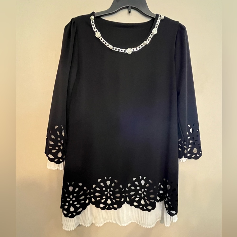 Chic Black Blouse with Chain Accent